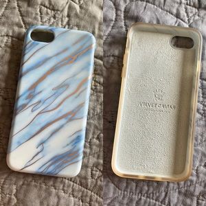 iPhone 7 Sky Blue & Rose Gold Chrome Marble Case